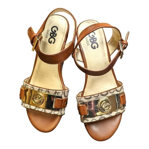GBG Guess Dana Platform Wedge Sandals Size 6‎ 1/2M - Picture 6 of 11